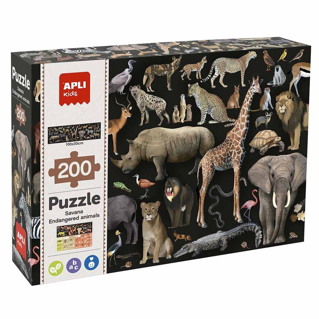 Apli Puzzle za decu Ugrožene životinje, Savana, 200 delova