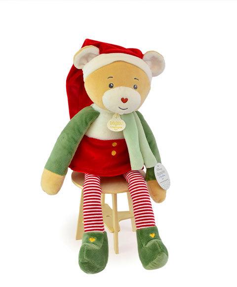 Doudou et Compagnie Novogodišnji plišani meda Cimet, 40 cm, Crveno-zeleni