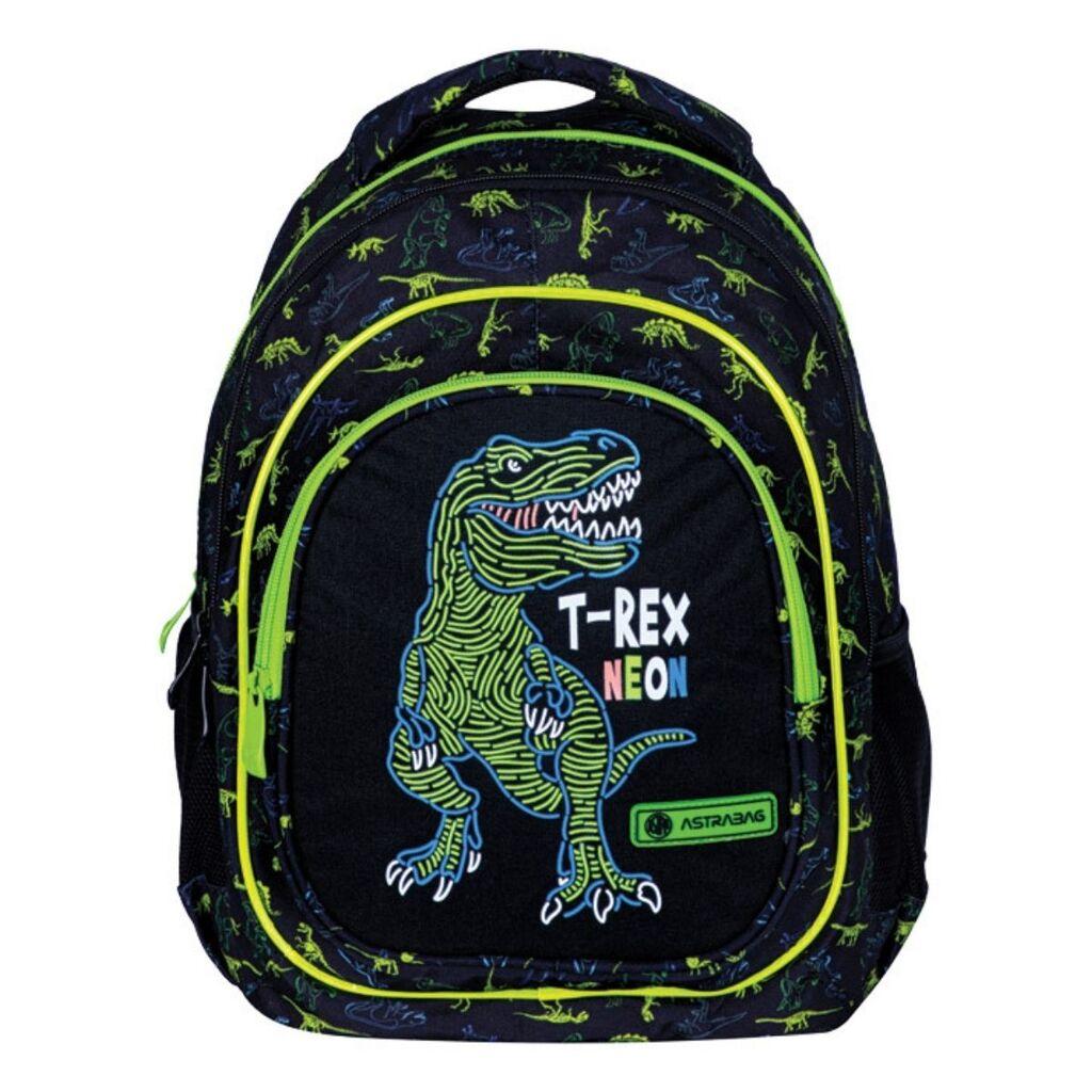 Ranac za dečake Astrabag T-Rex Neon, Anatomski, 39 x 28 x 15 cm, Crni