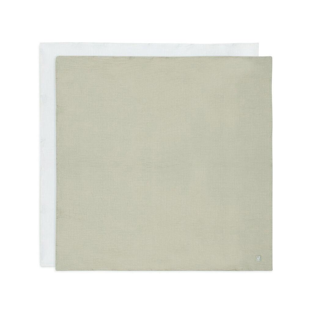 Jollein Muslin prekrivač, 115x115cm, 2 komada, Maslinasti i beli