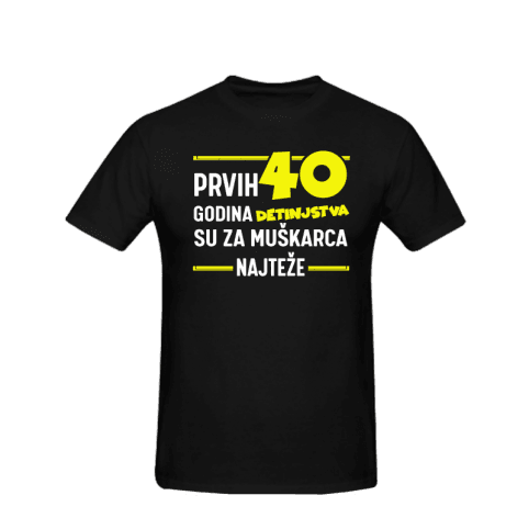 Muška majica Prvih 40 godina detinjstva cs3606, Crna