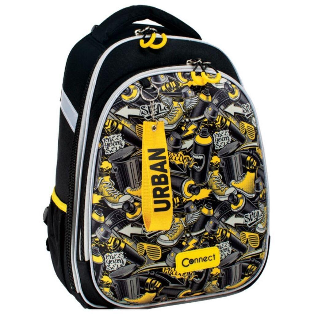 Connect Ranac za dečake Urban, Anatomski, 32 x 41 x 18 cm, Crno-žuti