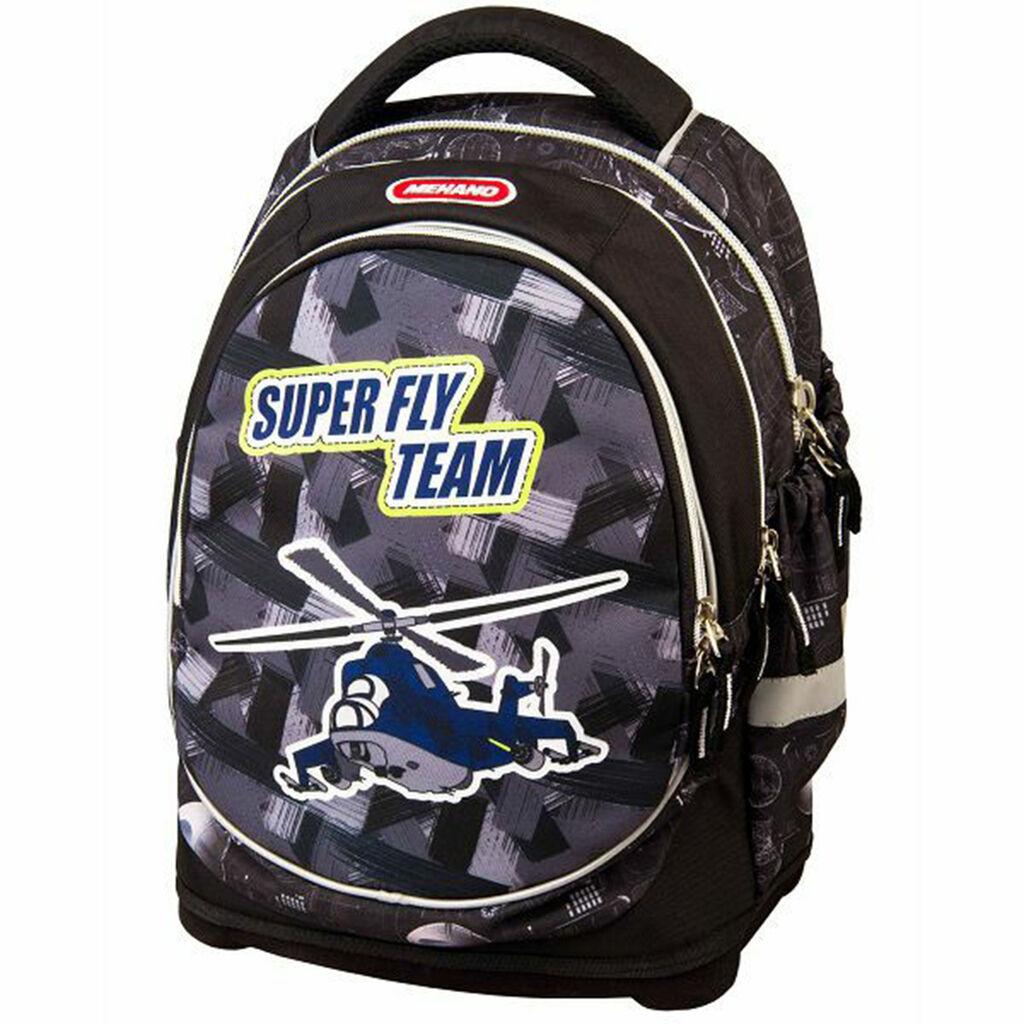 Mehano Ranac za dečake Super Fly Team, Anatomski, 32 x 41 x 18 cm, Crni