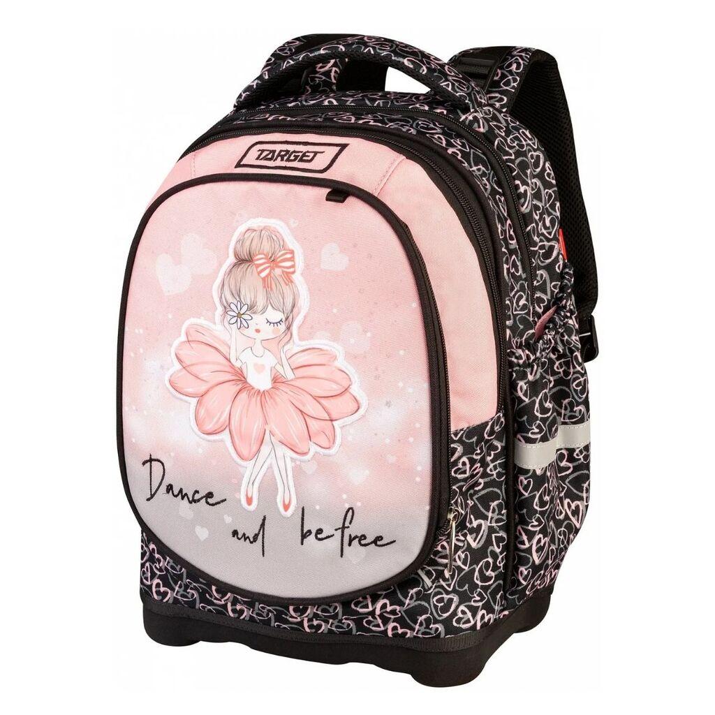 Target Ranac za devojčice sa 2 lica Dancing Queen, Anatomski, 42 x 32 x 18 cm, Crno-roze