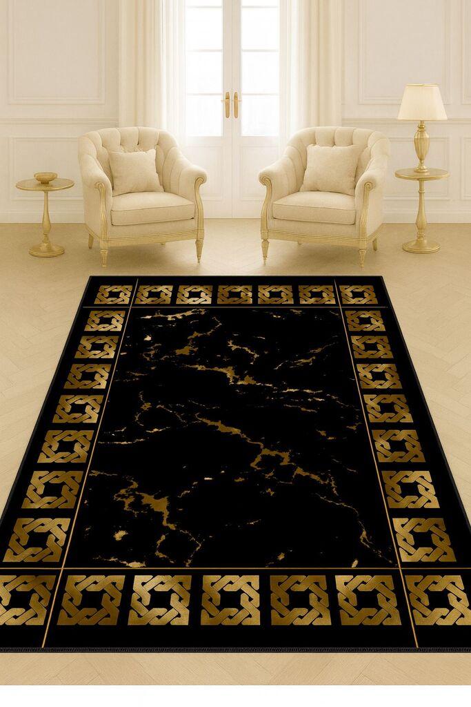 Conceptum Hypnose Tepih HM-CRP25-33, Pravougaoni, 80 x 140 cm, Crno-zlatne boje