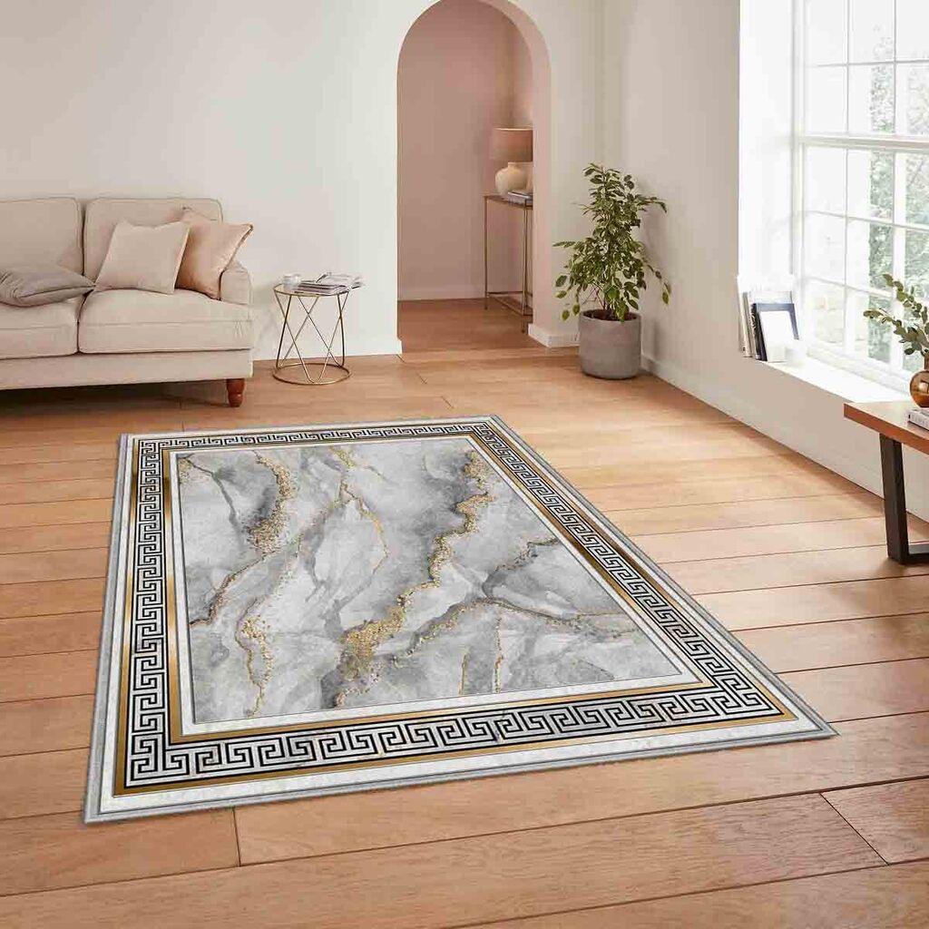 Conceptum Hypnose Tepih HM-CRP25-27, Pravougaoni, 80 x 140 cm, Sivo-zlatne boje