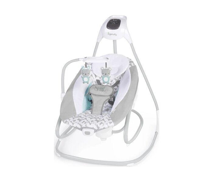 Kids II Ljuljaška za bebe Swing & Rocker Raylan 0-9m, Siva