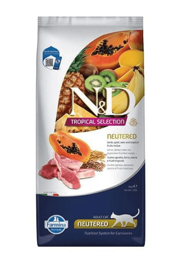 N&D Suva hrana za odrasle sterilisane mačke, Jagnjetina i tropsko voće, 10kg