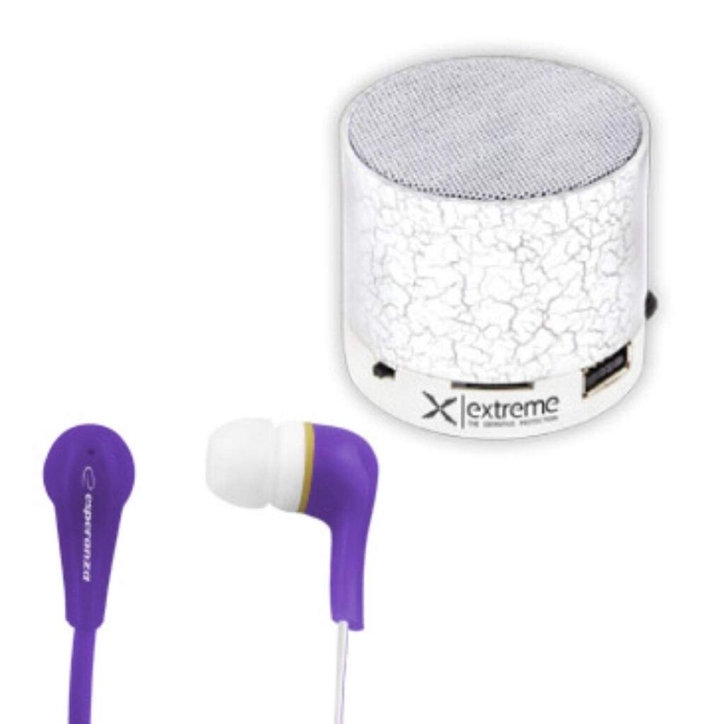 Esperanza Set Bluetooth zvučnik XP101w i slušalice Extreme, Ljubičasto-beli