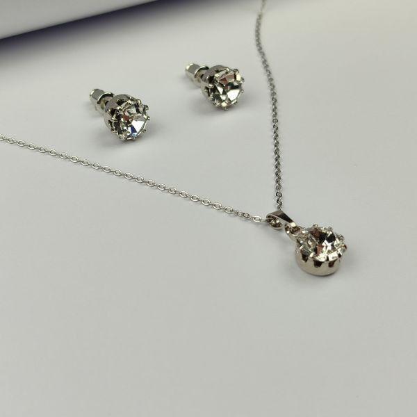 Alp Crystal Set ogrlica i minđuše SSS3939FRP, Srebrne boje