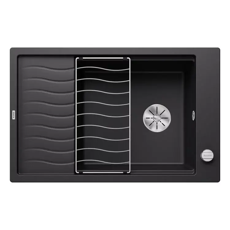 BLANCO Sudopera Elon XL 6 S, 780x500x202mm, Sa priborom, Sa podizačem čepa, Crna