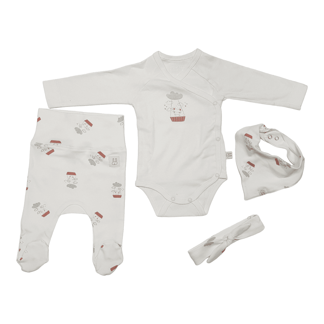 Just Kiddin Set za bebe Miš, 4 komada, Beli