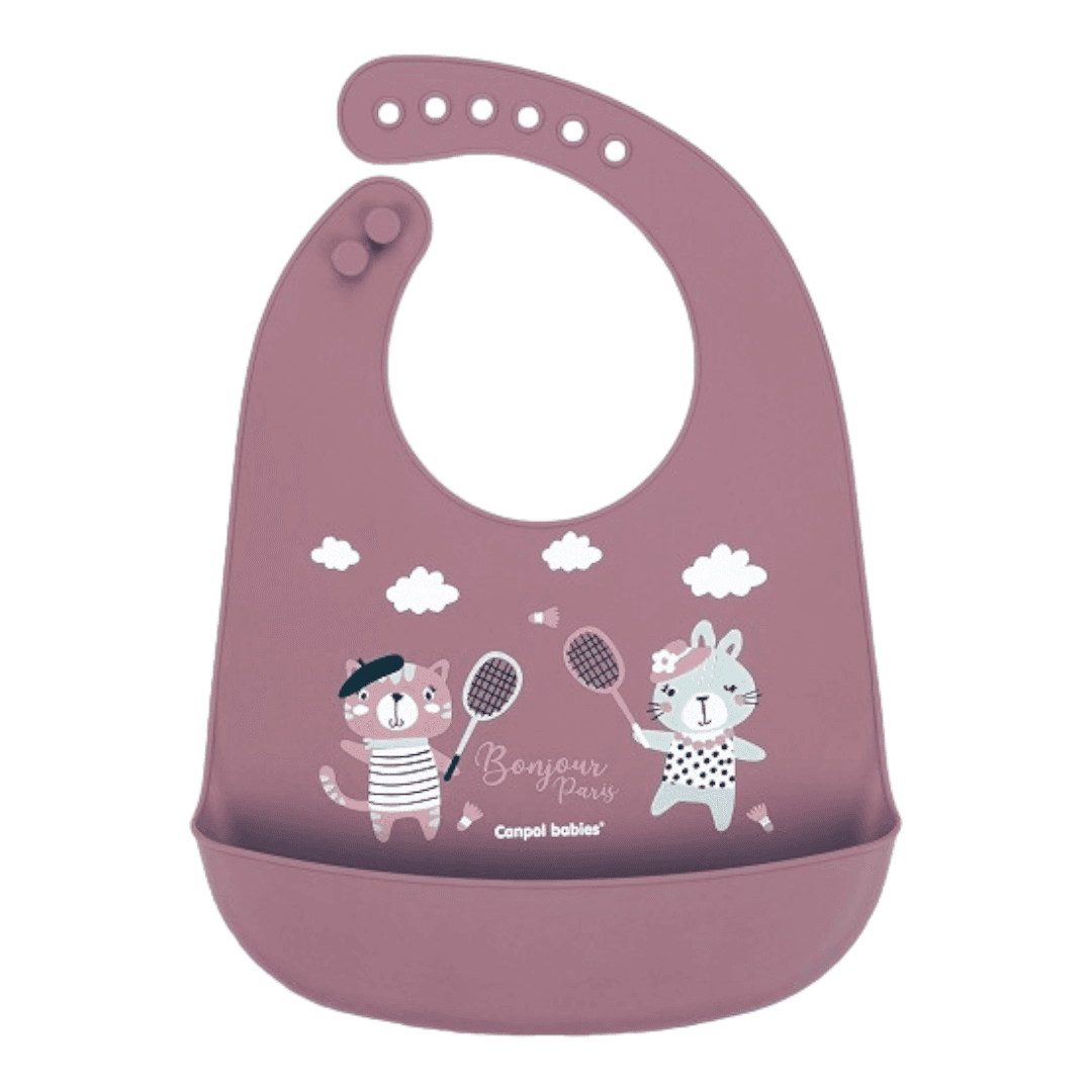 CANPOL Silikonska portikla za bebe sa džepom, Bordo