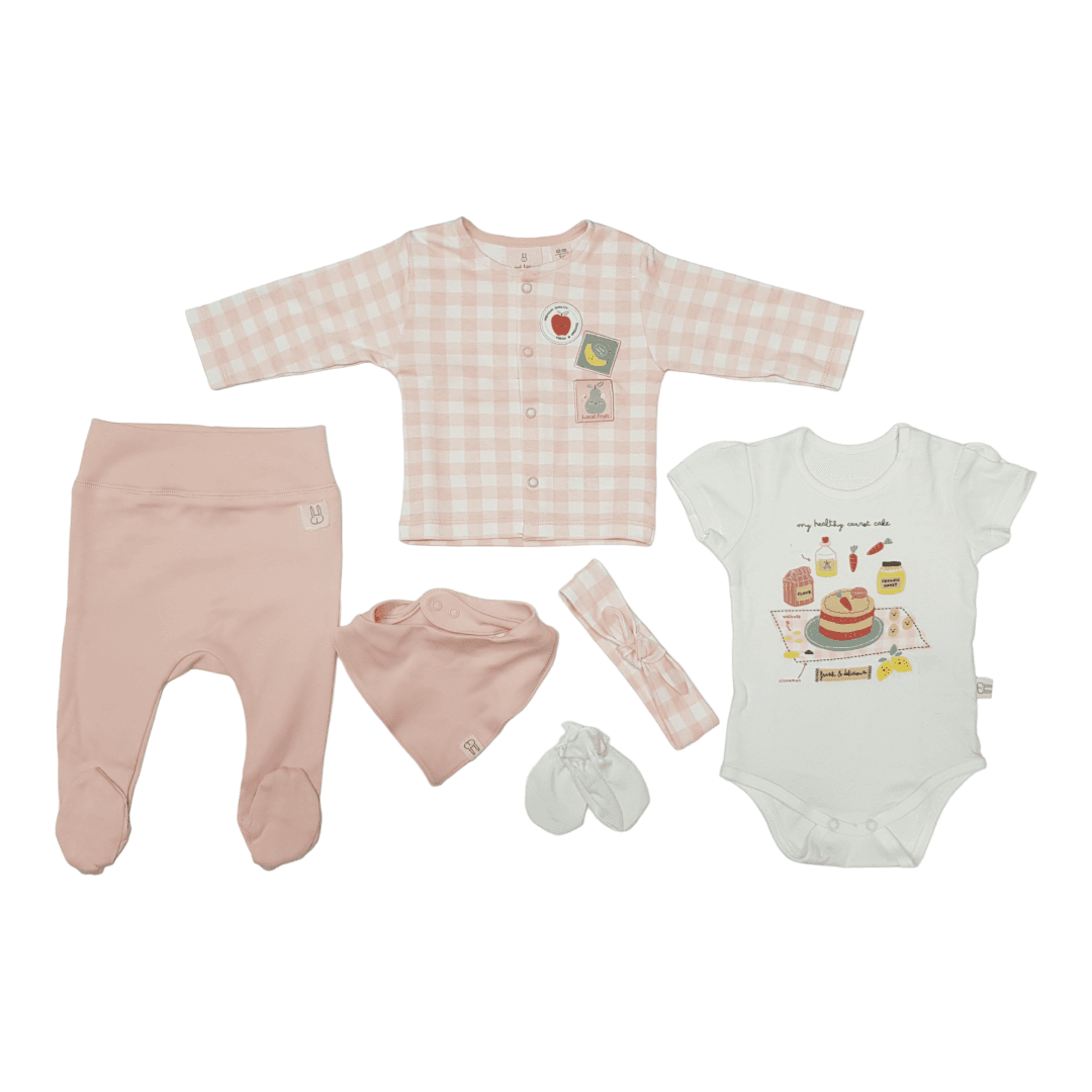 Just Kiddin  Set za novorođenče, 6 komada, Roze-beli
