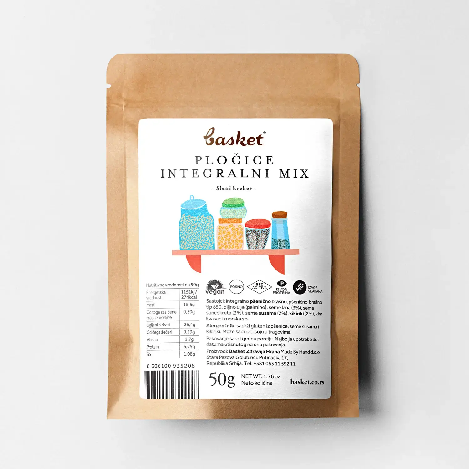 BASKET Pločice integralni mix, 50g