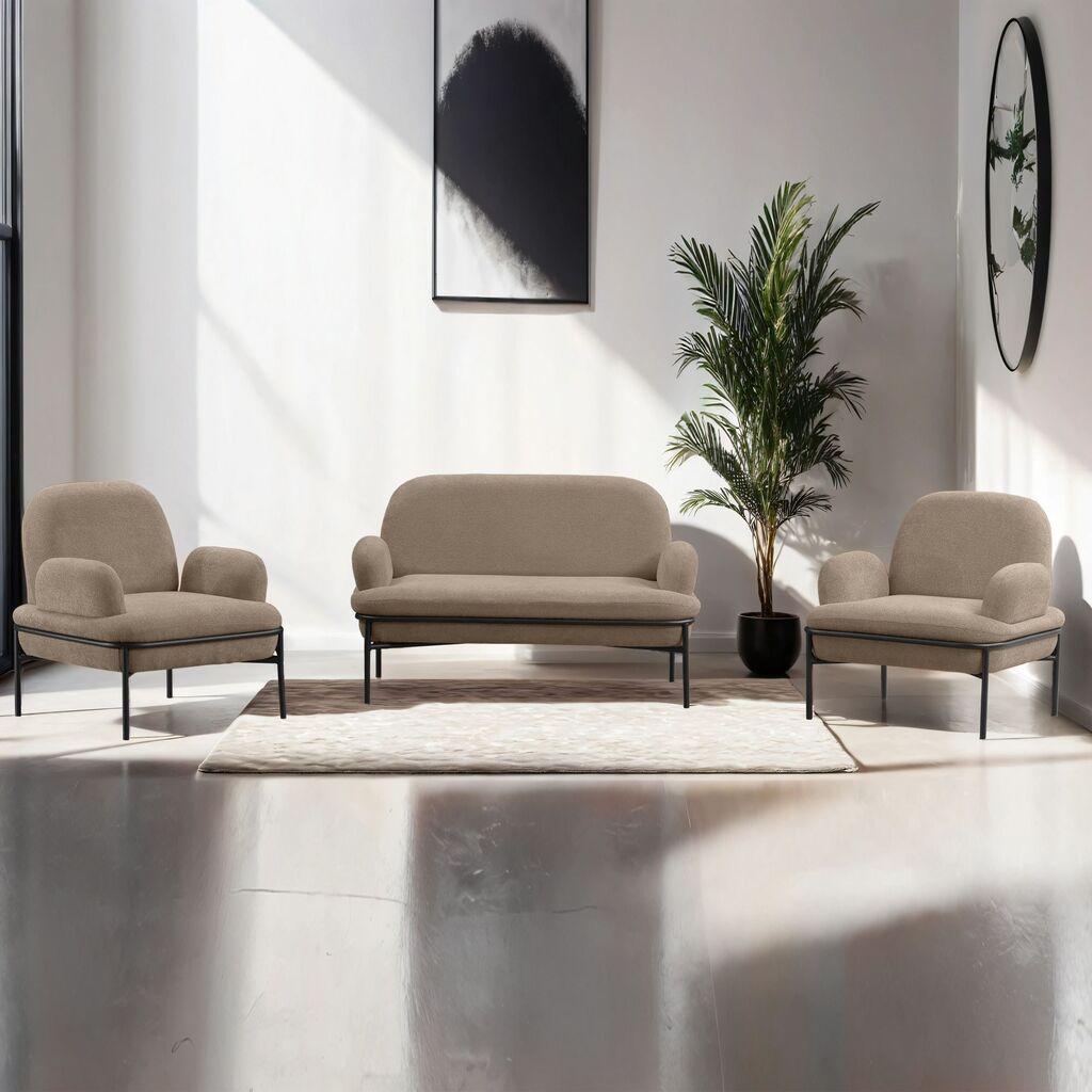 Atelier del Sofa Set garniture za dnevnu sobu, 3 komada Aster, Krem