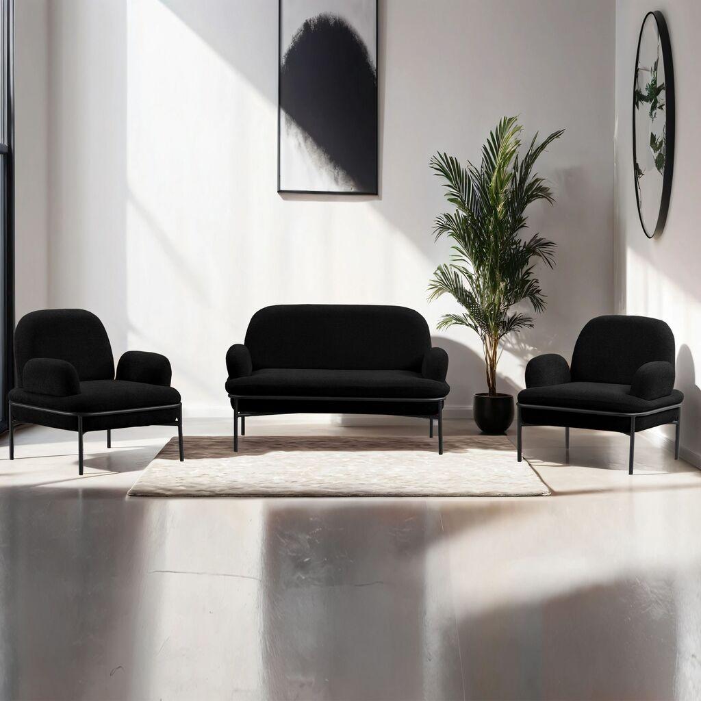 Atelier del Sofa Set garniture za dnevnu sobu, 3 komada Aster, Crna