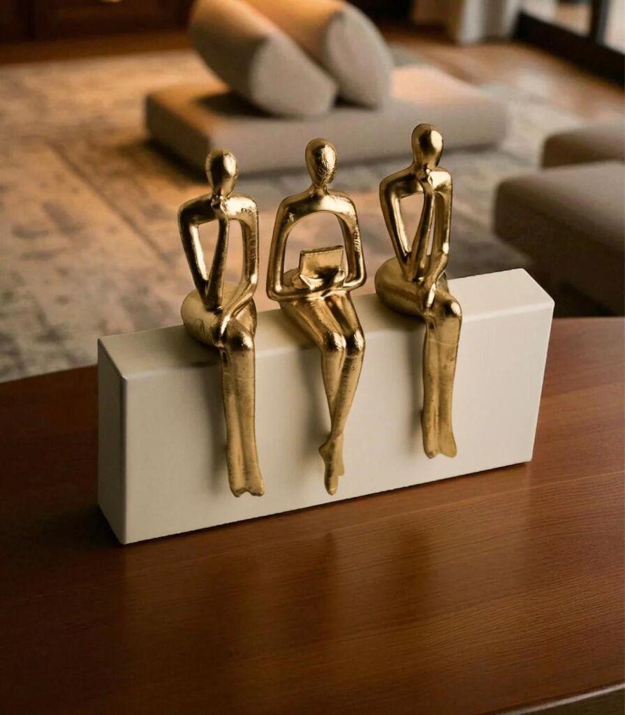 Aberto Design Dekorativna figura Ers1277,  17 x 5 cm, Zlatno-bela