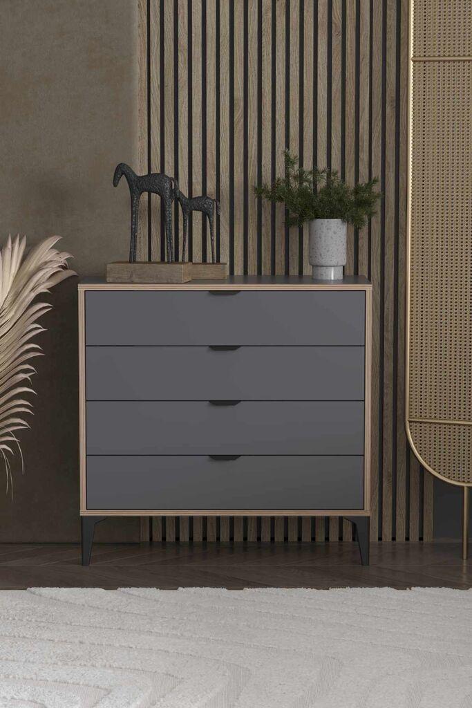 Hanah Home Komoda Arden 4, 90 x 88 x 40 cm, Antracit