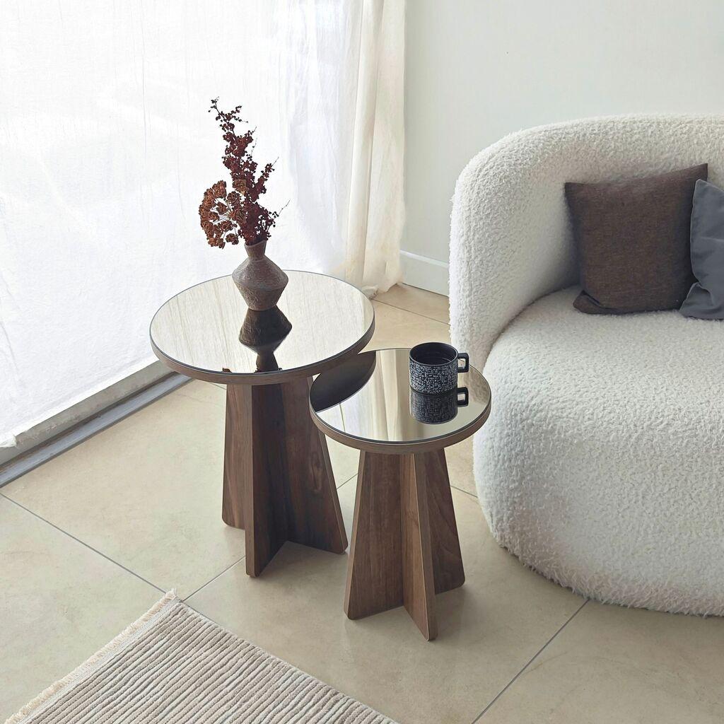 Hanah Home Set klub stolova Luna 2, 2 komada, Bronzana boja