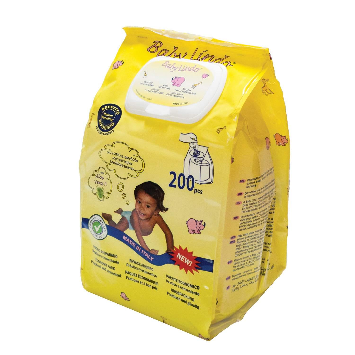 Baby Lindo Vlažne maramice za bebe Aloe vera, 200/1