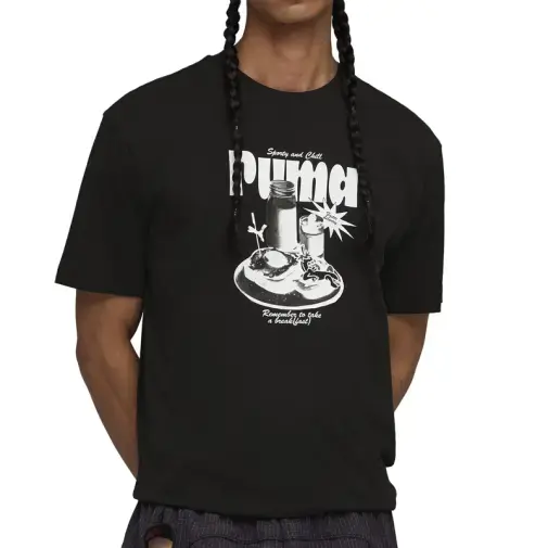 Puma Muška majica Graphic Relaxed Breakfast Tee, Crna