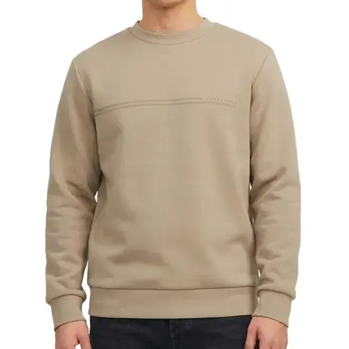 Jack & Jones Muški duks Jcofusion Jj Branding Tee Ss Crew Neck, Krem