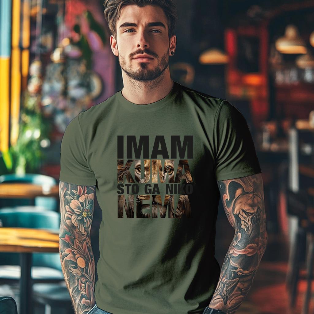 Camiseta Majica sa štampanim printom Cam 309, Muška, Maslinasta