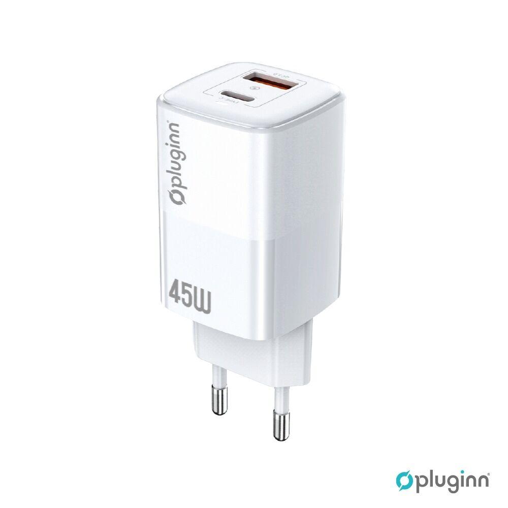 Pluginn Kućni punjač PI-D74-45w, GaN, QC3.0, PD3.0, PPS, USB 19W, PD 45W, Beli