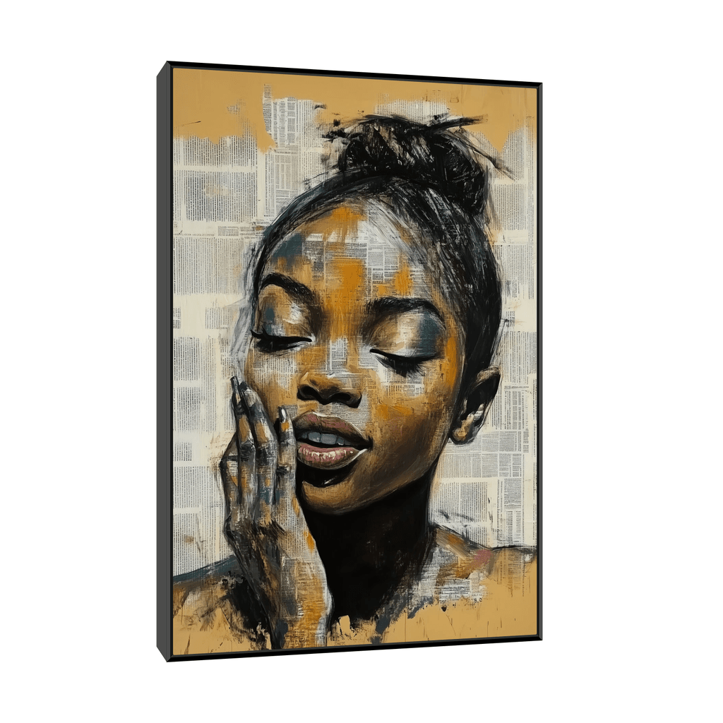 Canvas Slika na platnu Iznenađena, Sa ramom, 50 x 75 cm, Crni