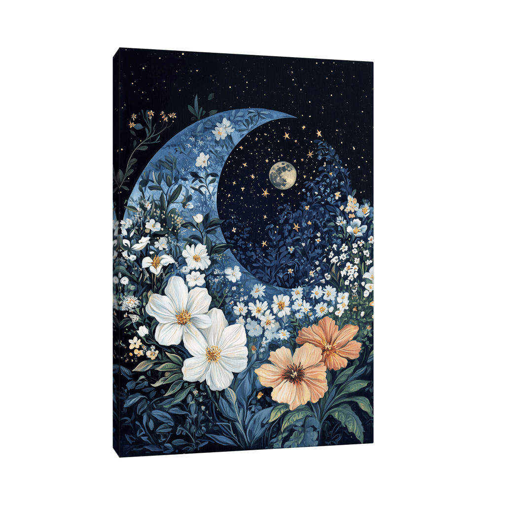 Canvas Slika na platnu Mesec i cveće, Bez rama, 50 x 75 cm
