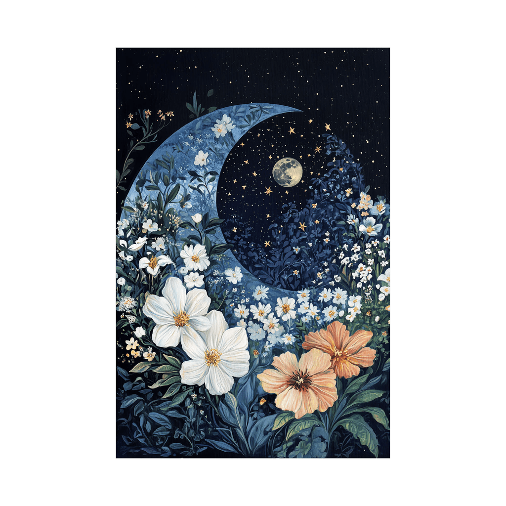 Canvas Slika na platnu Mesec i cveće, 80 x 120 cm