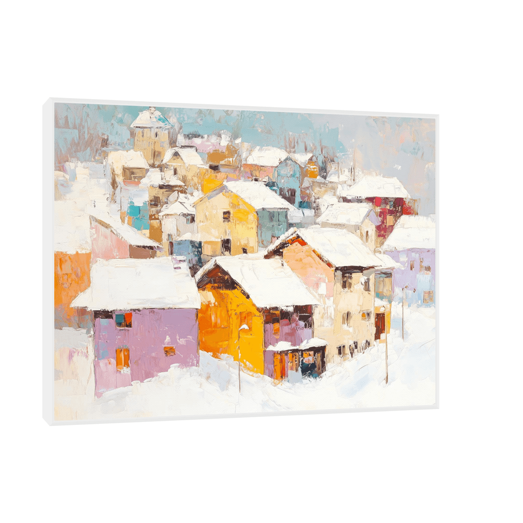 Canvas Slika na platnu Šarena zima 60x45cm, Sa ramom, Beli