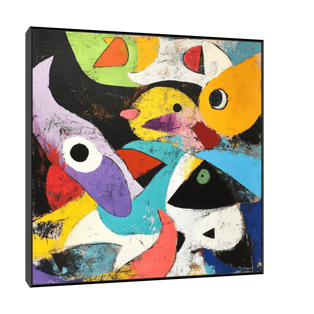 Canvas Slika na platnu Ptice 120x120cm, Sa ramom, Crni