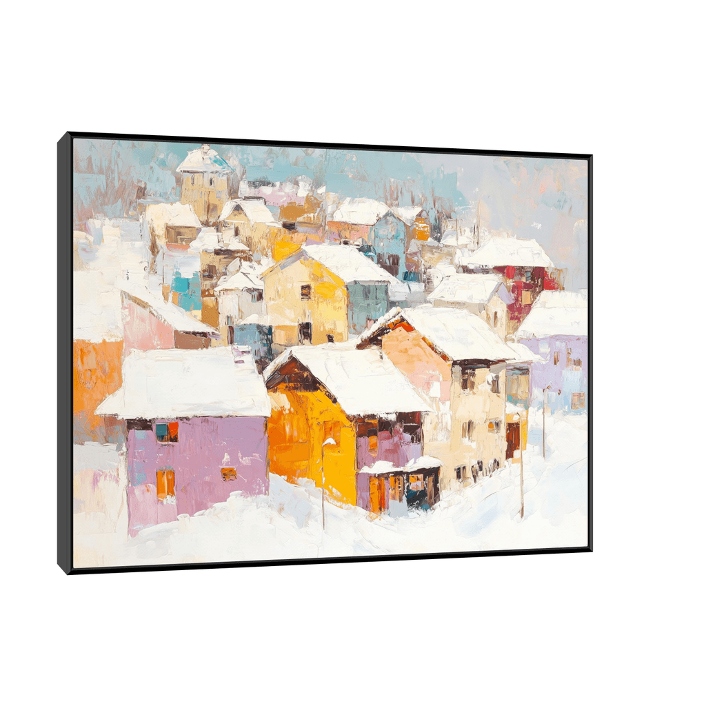 Canvas Slika na platnu Šarena zima 100x75cm, Sa ramom, Crni