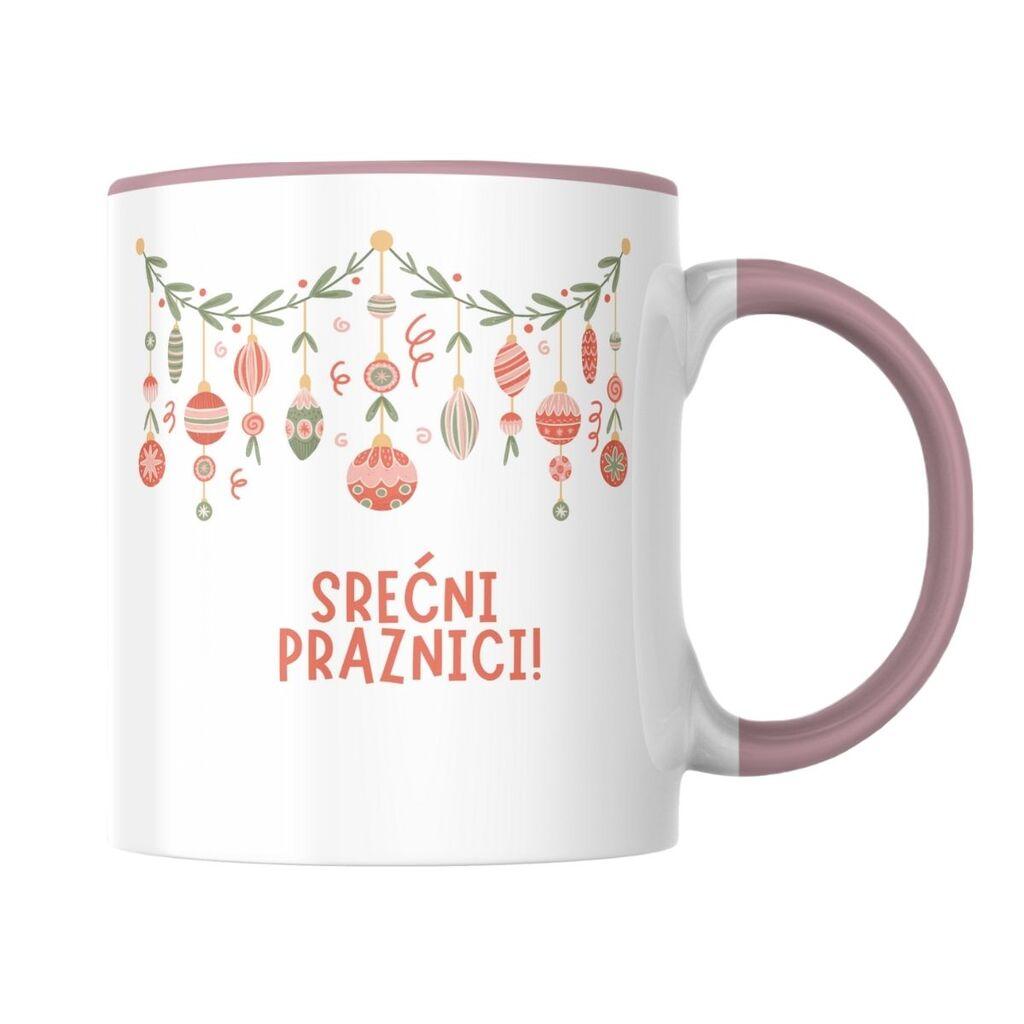Novogodišnja šolja Srećni praznici!, 300 ml, Bela