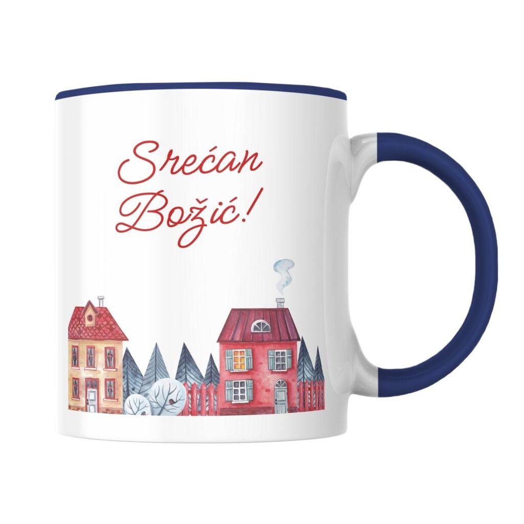 Novogodišnja šolja Srećan Božić!, 300 ml, Bela