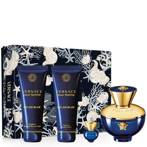 Versace Dylan Blue Pour Femme ženski poklon set, EDP, 100 ml + Losion za telo, 100 ml + Gel za tuširanje, 100 ml + EDP, 5 ml