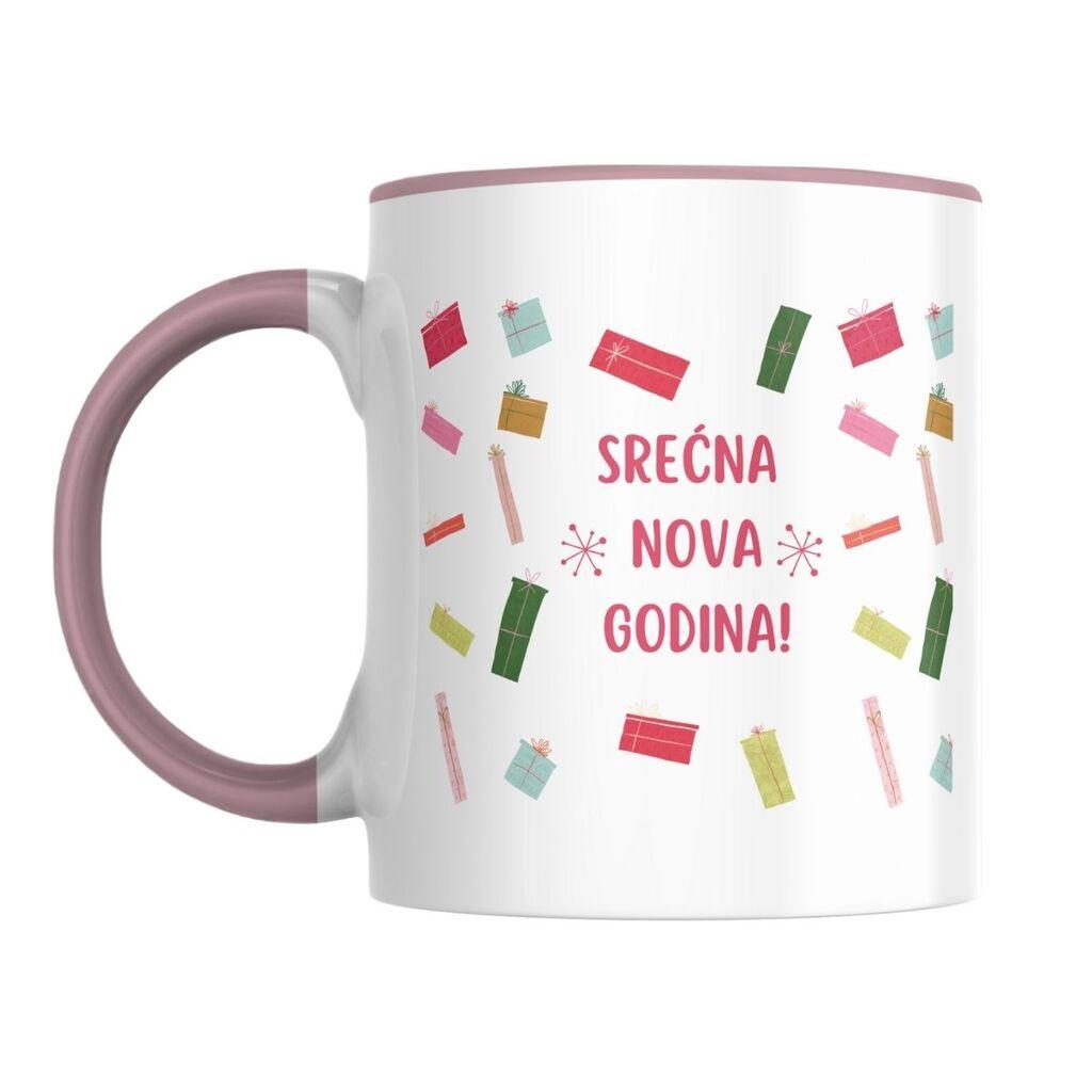 Novogodišnja šolja Poklončići, 300 ml, Bela