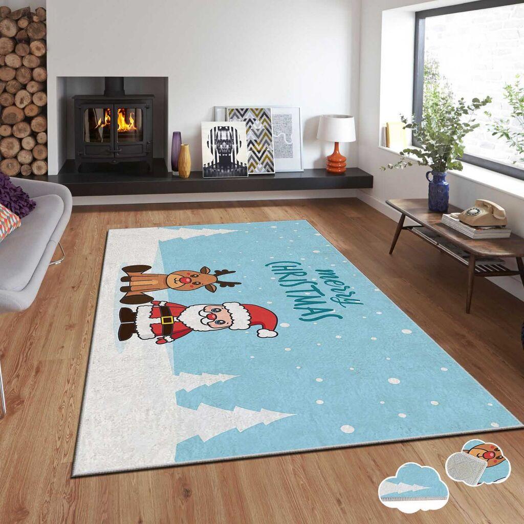 Conceptum Hypnose Tepih sa novogodišnjim motivima Asr-Crpt-34, Pravougaoni, 80 x 140 cm, Plavi