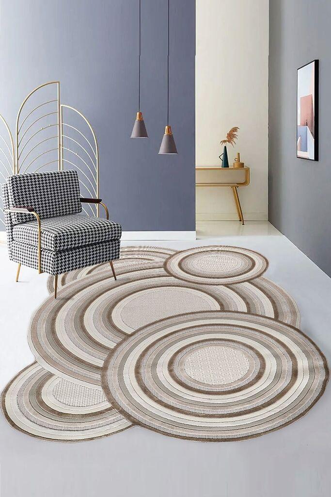 Conceptum Hypnose Tepih Amorf-Ar002, Okrugli, 100 x 200 cm, Krem-bež