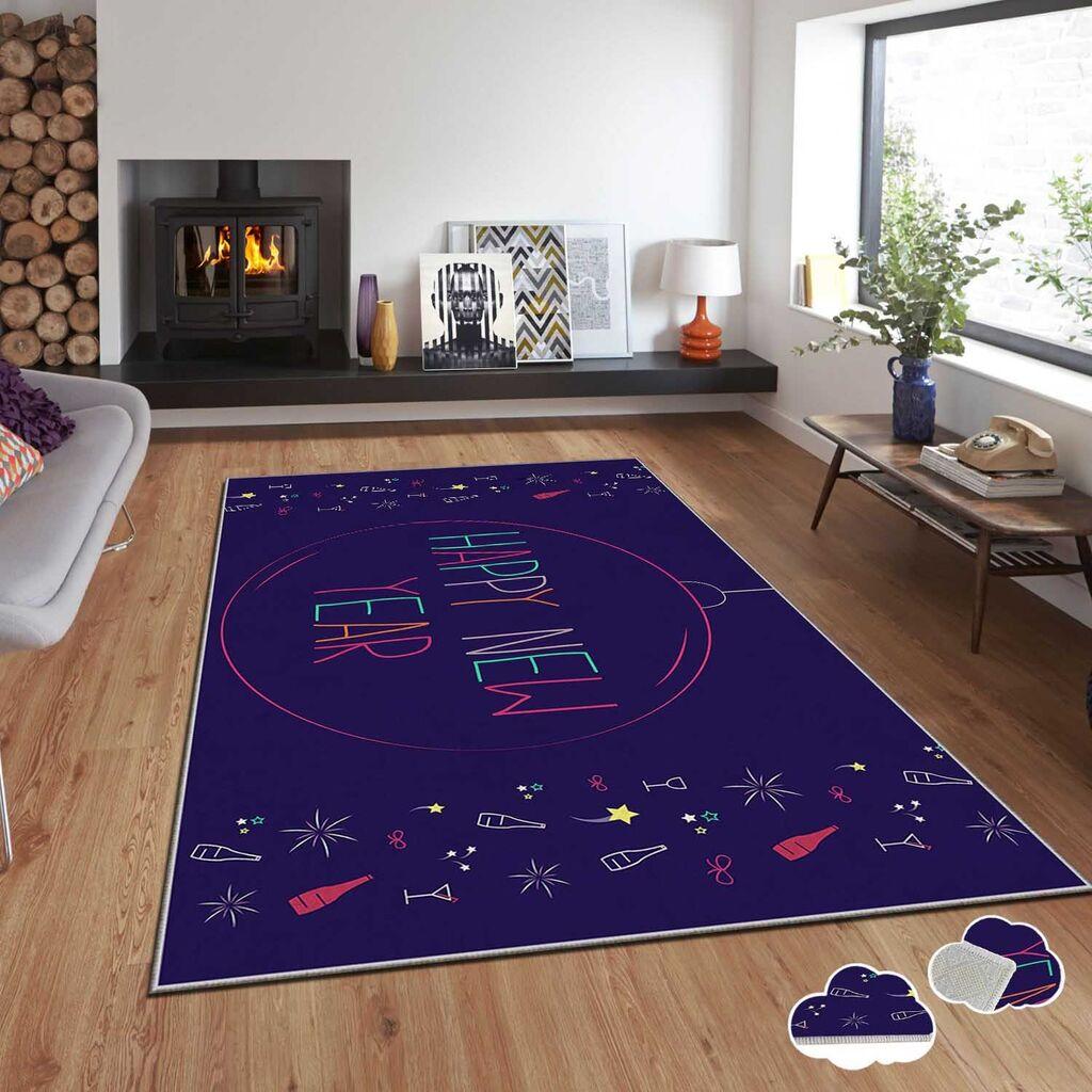 Conceptum Hypnose Tepih sa novogodišnjim motivima Asr-Crpt-78, Pravougaoni, 80 x 140 cm, Plavi