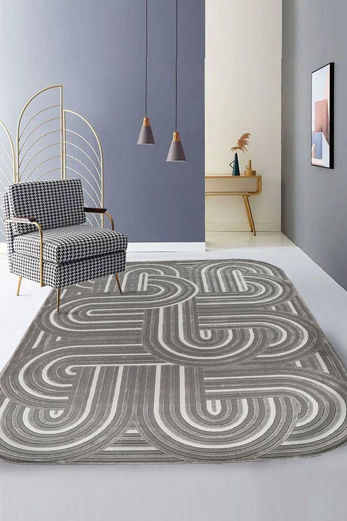 Conceptum Hypnose Tepih Amorf-Ar008, Pravougaoni, 120 x 180 cm, Krem-sivi