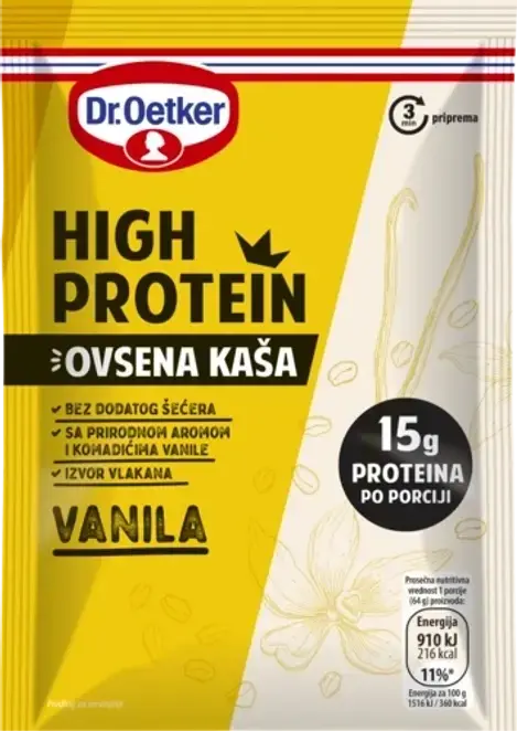 Dr Oetker High Protein Ovsena kaša Vanila, 64 g