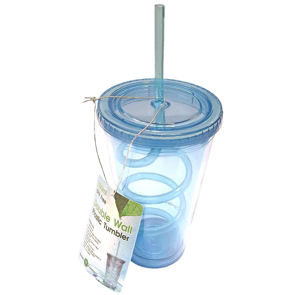 Green canteen Čaša za vodu sa slamkom i poklopcem, 500 ml, Plava