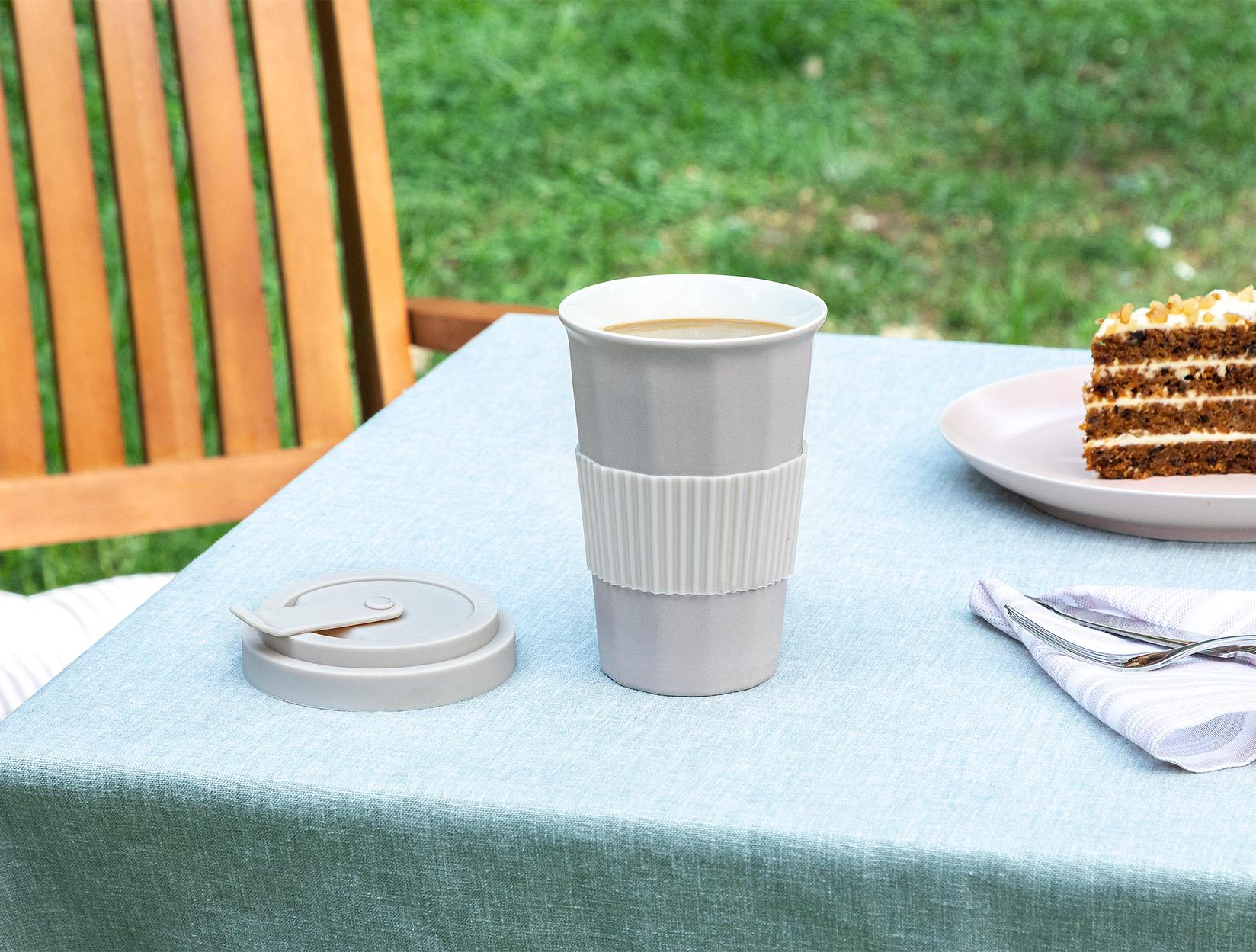 Madame Coco Šolja za kafu za poneti sa poklopcem, 200 ml, Siva
