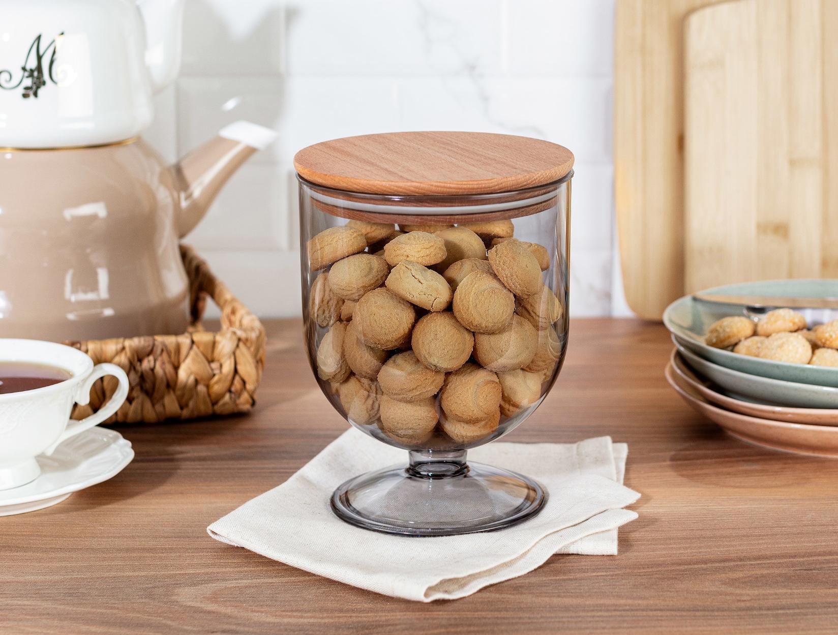 Madame Coco Posuda za namirnice sa drvenim poklopcem, 1600 ml, Svetlosiva