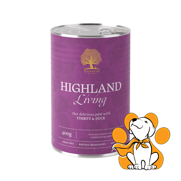 ESSENTIAL Ukusna pašteta sa komadićima ćurećeg i pačjeg mesa namenjena ishrani odraslih pasa svih rasa Highland Pate 400g