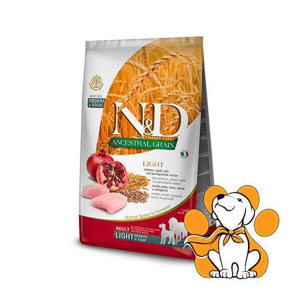 N&D Suva hrana za pse Ancestral Grain Light Medium/Maxi Piletina, spelta, ovas i nar 12kg