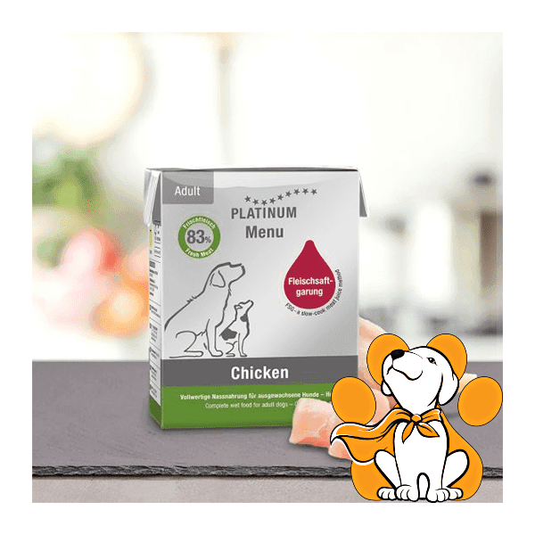 PLATINUM Vlažna hrana za štence Menu Piletina 375g